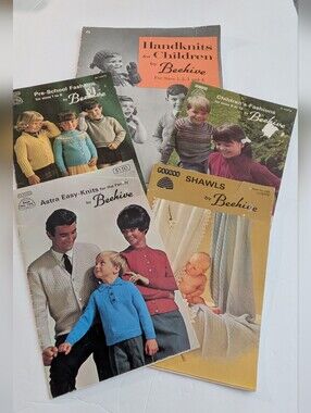 Vintage Beehive Knitting Books for Family & Children Set of 5 (1950s-70s)
